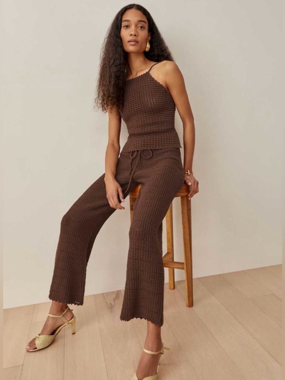 Reformation Marco Open Knit Drawstring Wide-Leg Pant NWOT - Picture 5 of 9